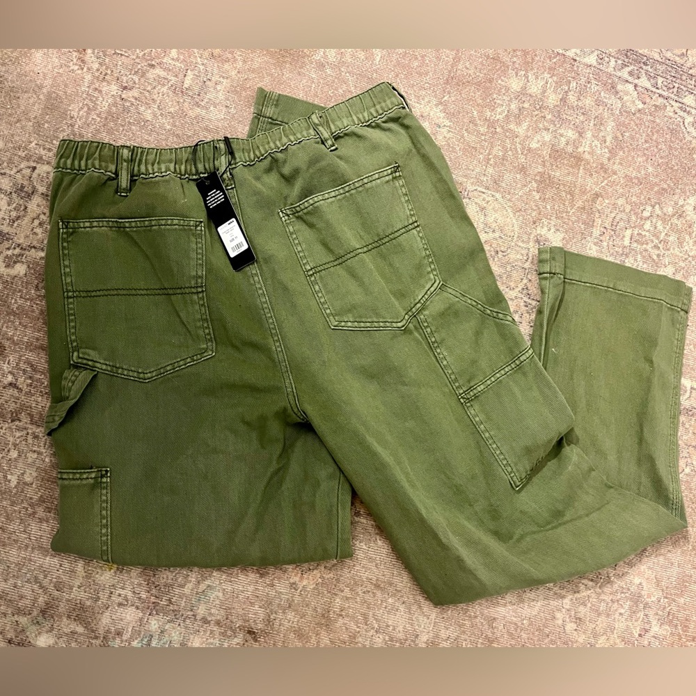 NWT Fashion Nova Chula Vista Carpenter Skater Jeans  Olive color size 11